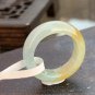 US 5 Non-heated Icy Yellow Jadeite Jade Band Ring Grade A Myanmar Old Pit Yellow Jade Pinky Ring