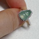 Type A Icy Green Jadeite Jade Ring 18K Solid White Gold Grade A Highly-translucent Ring