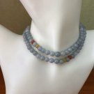Type A Bluish Violet Jadeite Jade Beaded Necklace 6.7-7.0mm Grade A Bluish Violet Jade Necklace