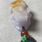 Type A Yellow Jadeite Pixiu Necklace Certified Grade A Natural Myanmar  Yellow Floating Flower Pixiu