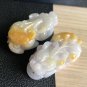 Type A Yellow Jadeite Pixiu Necklace Certified Grade A Natural Myanmar Yellow Floating Flower Pixiu