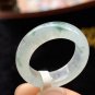 US 7 3/4 Type A Highly-translucent Jadeite Jade Ring Grade A Myanmar Green Floating Flower Jade Ring