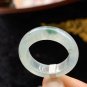 US 7 3/4 Type A Highly-translucent Jadeite Jade Ring Grade A Myanmar Green Floating Flower Jade Ring