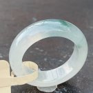 US 8 1/2 Type A Jadeite Jade Band Ring  Grade A Myanmar Old Pit Icy Jade Greenish Ring