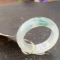 US 8 1/2 Type A Jadeite Jade Band Ring Grade A Myanmar Old Pit Icy Jade Greenish Ring