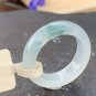 US 8 1/2 Type A Jadeite Jade Band Ring Grade A Myanmar Old Pit Icy Jade Greenish Ring