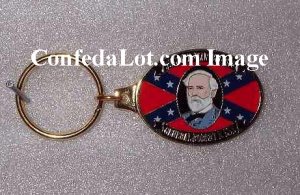 Robert E Lee Solid Brass n Enamel Engraved Keychain NEW