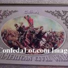 C S A  Civil War Knife Set with Decorative Tin Collectors Case NEW Battle Scene