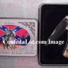 C S A  Civil War Knife Set with Decorative Tin Collectors Case NEW Flag and Horse Scene