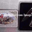 C S A  Civil War Blade Set with Decorative Tin Collectors Case NEW Revolution Scene