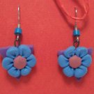 Lavender traingle blue flower earrings