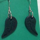Dark green leaf earrings
