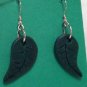 Dark green leaf earrings