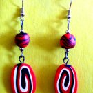 Red and black swirl earrings