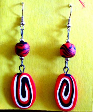 Red and black swirl earrings