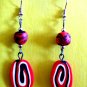 Red and black swirl earrings