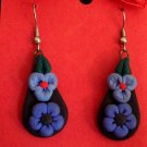 Purple flower teardrop earrings