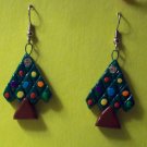 Christmas Tree Earrings, small drk green