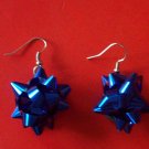 Blue Christmas bow earrings