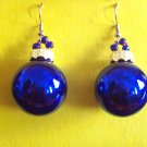 Cobalt Christmas ball glass earrings