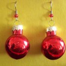 Red Christmas ball glass earrings