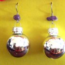 Silver Christmas ball glass earrings with Amethyst