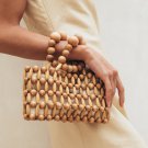 Woven Girl From Natural Wood Beads Handbag