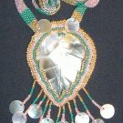 Beaded Shell Leaf Pendant