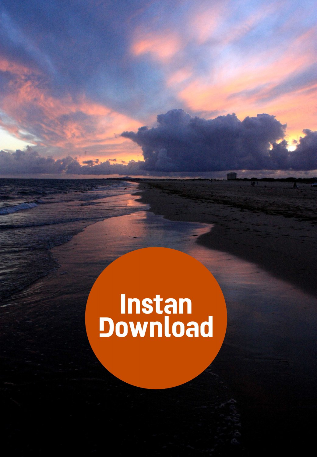 Dramatic Dusk: Vivid Sunset Clouds Over the Beach