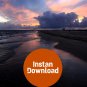 Dramatic Dusk: Vivid Sunset Clouds Over the Beach