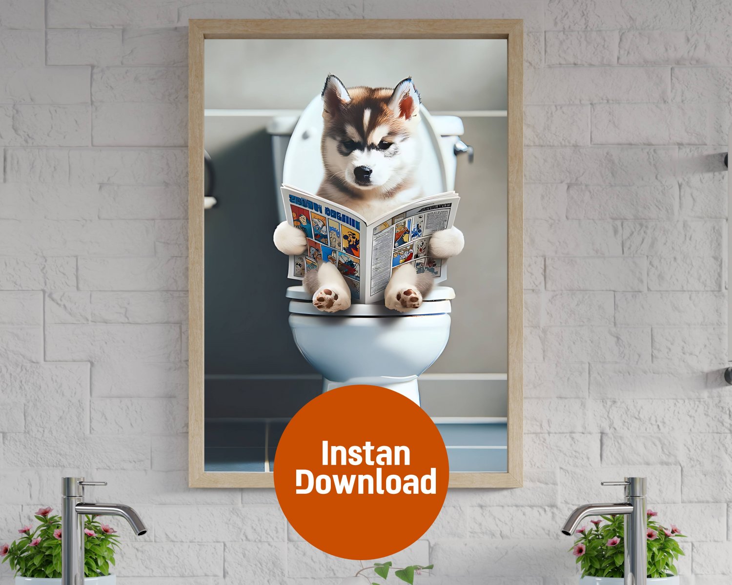 Poster Print : Husky Puppy's Comic Break