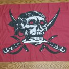 PIRATE BLACK AND WHITE AND RED WITH SWORDS FABRIC FLAG!!! 34 X 59 INCHES!! VERY RARE!!
