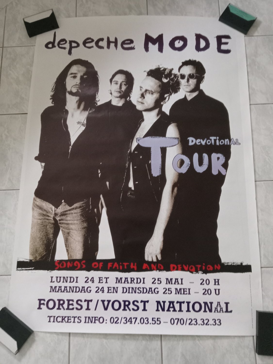 DEPECHE MODE PROMO TOUR POSTER FROM BELGIUM ORIGINAL 1993!! 28 1/4 X 40 1/2 INCHES. EXTREMELY RARE!!