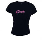 Women's Corvette Script Black Shirt with Pink Rhinestone - 2XL