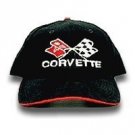 C3 Corvette Black & Red Piping Brushed Twill Hat