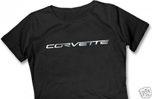 Women's Corvette Script "Chrome"  Scoop Neck T-Shirt - S