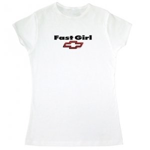 Women's Fast Girl Chevy Bowtie White T-Shirt - XL