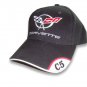 C5 Corvette Black Brushed Twill Hat with Brim Emblem