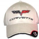 C6 Corvette Bone Brushed Twill Hat with Brim Emblem