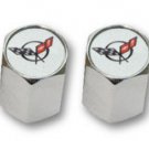 C5 Corvette Logo Valve Stem Caps - Chrome - (Set of 4)