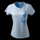 Women's Light Blue Corvette Floral V-Neck T-Shirt - XL