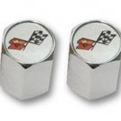 C3 Corvette Logo Valve Stem Caps - Chrome - (Set of 4)