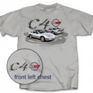 C4 Grey T-Shirt Featuring Two Silver C4 Corvettes - L