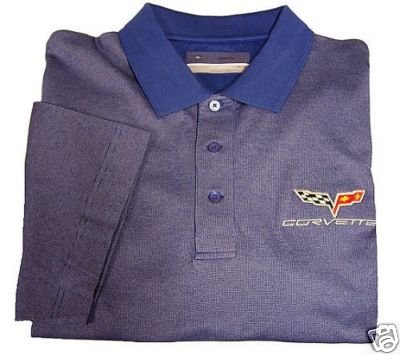 C6 Corvette C&B Birdseye Blue Emboidered Polo Shirt - M