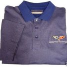 C6 Corvette C&B Birdseye Blue Emboidered Polo Shirt - M