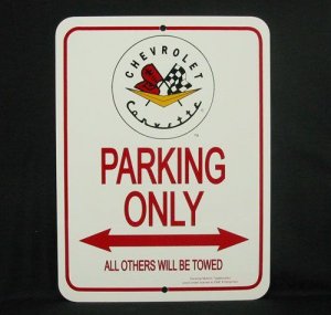 C1 1953-1962 Corvette Parking Only Sign