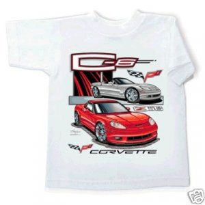 Children's C6 and Z06 Corvette White T-Shirt - 10-12