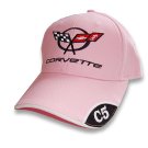 C5 Corvette Pink Brushed Twill Hat with Brim Emblem