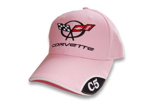 C5 Corvette Pink Brushed Twill Hat with Brim Emblem
