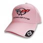 C5 Corvette Pink Brushed Twill Hat with Brim Emblem